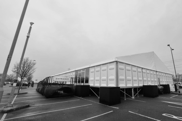 20m x 45m hard sided premium marquee with cassette floor