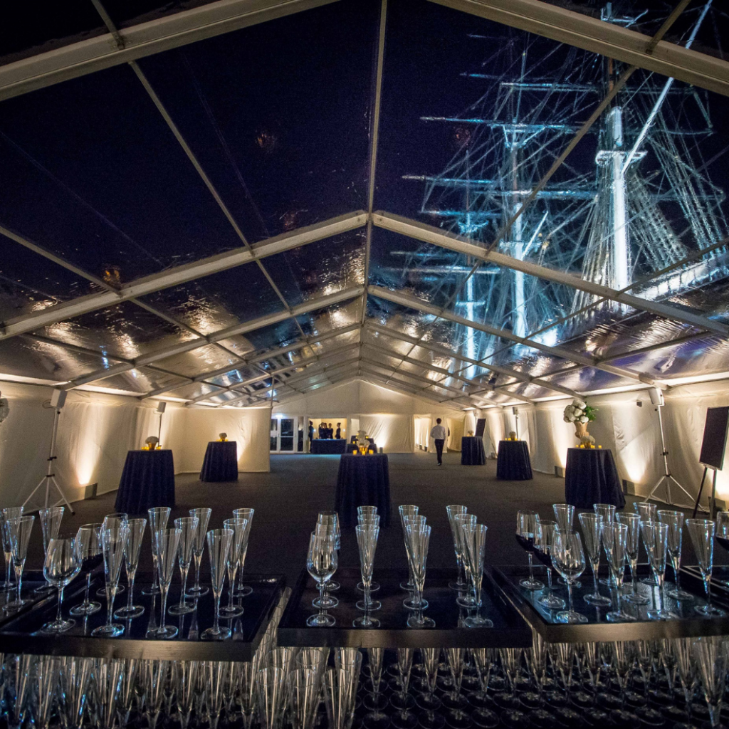 Clear roof premium marquee for a gala event