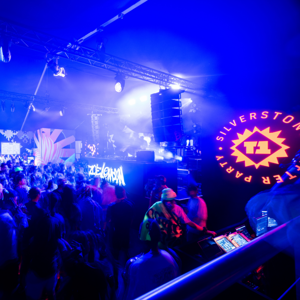 Premium marquee with black lining for pop up nightclub at large sporting event